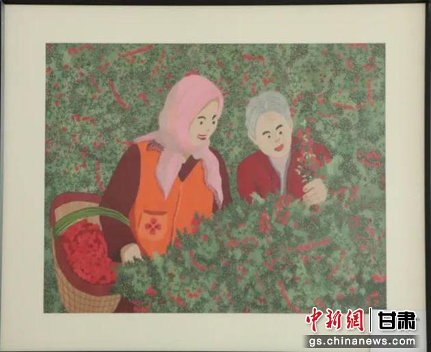 靖遠(yuǎn)縣枸杞種植業(yè)帶動10多萬農(nóng)民脫貧致富。刺繡 王明風(fēng) 繡稿 胡靜