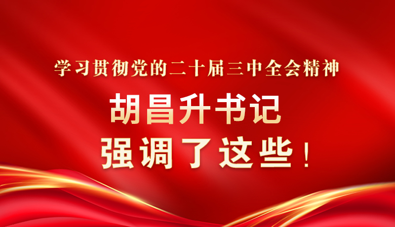 圖解|學(xué)習(xí)貫徹黨的二十屆三中全會精神 胡昌升書記強調(diào)了這些！